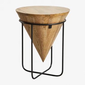 Okrągły Stolik Pomocniczy Ø40 Cm Z Drewna Mango Piram Czarna - Sklum