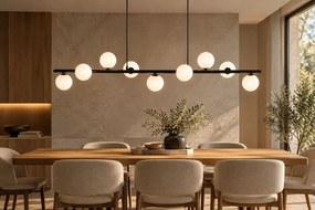 Ardi Black 9 – czarna lampa wisząca z 9 szklanymi kulami