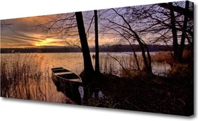 Duży obraz na płótnie Samotna Łódź pod Żaglami