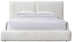 Łóżko tapicerowane 160x200 kremowe, pluszowe MADERA 214/210/111 cm