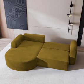 Masseno Narożnik AMILIA z funkcją spania i pojemnikiem na pościel Narozniki L, Rozkładana sofa - Żółty, MONOLITH 48