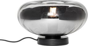 Lampa stołowa art deco czarna z przydymionym szkłem - Ayesha