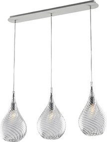 Szyna żelazna Pluvia z przezroczystym szkłem pyrexowym, 3 światła, dł. 75 x 10, BL264-BIN3-TR