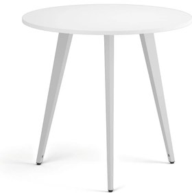 Stolik kawowy PRIMO VIBE, średnica 80 cm, biała podstawa, biały
