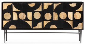 Czarna komoda z litego drewna mango 175x90x40 cm Navya – MOME