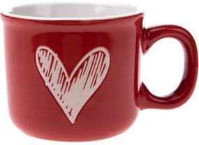 Zestaw 6 ceramicznych kubków Serce I, 90 ml,czerwone