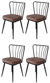 Zestaw krzeseł do jadalni Yildiz Light Brown andBlack, 4 sztuki, 4 szt.