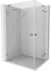 Mexen Lunar Duo kabina prysznicowa uchylna lewa 95 x 75 cm, transparent, miedź szczotkowana - 834-095L-075P-65-00