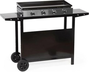 Grill gazowy MERIDA 4 palniki stal emaliowana 75x35 cm na czarnym lakierowanym wózku z miejscem do przechowywania