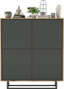 Czterodrzwiowa komoda dąb wotan + grafit W0-S59