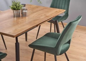 Nowoczesny rozkładany stół Cambridge 140-180 cm z blatem MDF w odcieniu dębu i metalowymi nogami