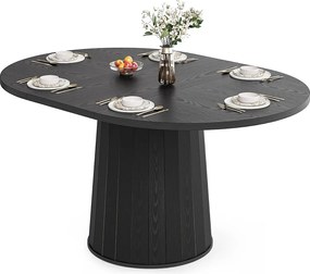 Stół jadalny dla 4-6 osób, 140 cm, nowoczesny, owalny stół kuchenny w stylu wiejskim, czarny