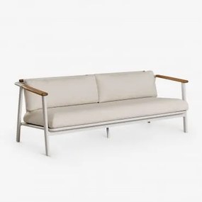 Sofa 3-osobowa Z Aluminium I Tkaniny Yervin Bouclé Perłowa Biel - Sklum