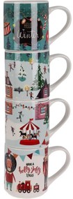 4-częściowy zestaw kubków Winter, 265 ml, porcelana