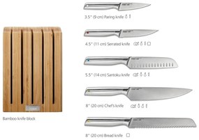 Zestaw noży ze stojakiem ze stali nierdzewnej 5 szt. Elevate Bamboo – Joseph Joseph