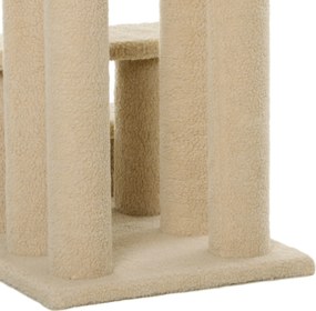 PawHut drapak schodki dla kota i psa 4 stopnie w jasnym brązie 635x430x600mm beżowy | Aosom PL