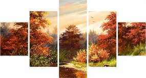 Obraz rzeki w jesiennym krajobrazie, obraz olejny (125x70 cm)