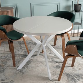 Stół Okrągły Rozkładany DORIAN 80-160 cm Kaszmir/Biały Nowoczesny