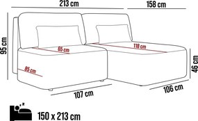 Narożnik TILIA wolnostojący układ L strona Prawa z funkcją spania w tkaninie Tilia 03