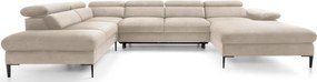 Kremowa kanapa narożna w kształcie litery u C6-S18