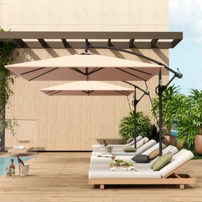 Outsunny Parasol ogrodowy Ø260 cm wodoodporny z ochroną UV 50 khaki do ogrodu i tarasu | Aosom PL
