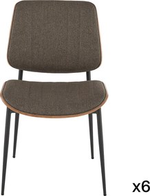 Zestaw 6 krzeseł z pikowanej tkaniny w kolorze szarobrązowym, wys. 82,5 cm - GISELLE
