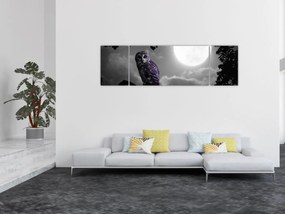 Obraz - Nocna sowa, fioletowa sowa (170x50 cm)
