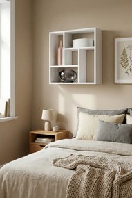 Biała półka wisząca kwadratowa H6-B68