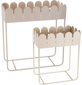 Zestaw 2 metalowych kwietników stojących z falowanym brzegiem SENSE