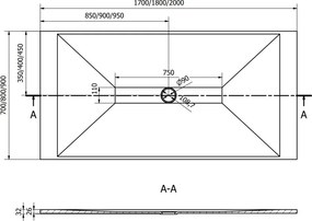 Mexen Toro brodzik prostokątny SMC 200 x 80 cm, czarny - 43708020