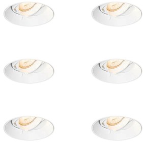Zestaw 6 nowoczesnych reflektorów wpuszczanych białych GU10 okrągłych bezramkowych - Oneon