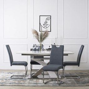 Krzesło Tapicerowane do Jadalni LOPEZ Ciemnoszare Na Płozach Nowoczesne