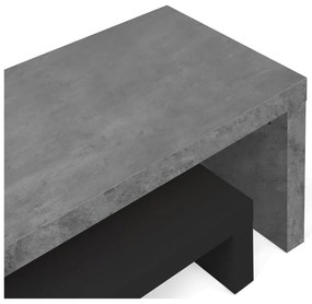 Podwójna czarna szafka pod TV z dekorem betonu TemaHome Cliff, 125x20 cm