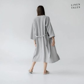Jasnoszary szlafrok w rozmiarze L/XL Honeycomb – Linen Tales