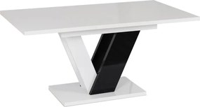 Zestaw Stół Prostokątny Rozkładany CLARK 120-160 cm Czarny/Biały Połysk i 4 Krzesła Tapicerowane do Salonu RICK Szare Welurowe