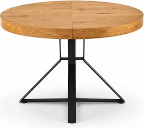 Nowoczesny rozkładany stół Merci na czarnych metalowych nogach z okrągłym blatem MDF okleinowany 120 cm w stylu loft