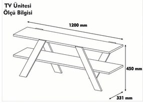 Biała szafka pod TV w dekorze orzecha 120x33 cm Basic – Kalune Design