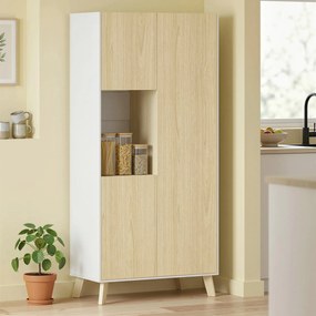 HOMCOM Szafka kuchenna 170 cm, nowoczesna szafa z otwartą półką, regulowane półki, wygląd drewna naturalnego | Aosom PL