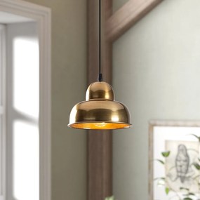 Lampa wisząca w kolorze złota z metalowym kloszem ø 20 cm Berceste – Opviq lights