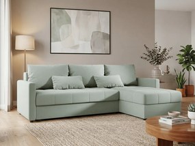 Rozkładana dwustronna sofa narożna do L VENORIA 220x143 cm, jasny zielony + 2 poduszki GRATIS