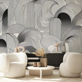 Fototapeta - Chaos czarnych linii (196x136 cm)