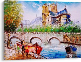 Obraz - Obraz olejny przedstawiający miasto (70x50 cm)