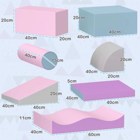 HOMCOM Miękkie klocki dla dzieci, rozwijające kreatywność, skóra ekologiczna, 40x40x20 cm, Wielokolorowy, 1-3 lata