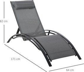 Outsunny Leżak Ogrodowy do Opalania Ciemnoszary Stylowy i Wygodny 170x64x82cm | Aosom PL