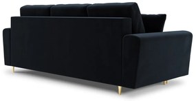 Ciemnoniebieska aksamitna rozkładana/ze schowkiem sofa 235 cm Kyoto – Cosmopolitan Design