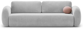 Jasnoszara aksamitna rozkładana/ze schowkiem sofa 262 cm Tonale – Cosmopolitan Design