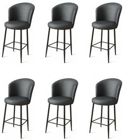 Zestaw krzeseł barowych Uras Anthracite and Black,6 szt., 6 szt.