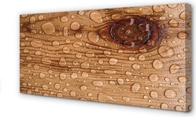 Obraz canvas na ścianę Krople na Naturalnym Drewnie