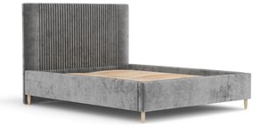 Szare tapicerowane łóżko dwuosobowe ze schowkiem ze stelażem 140x200 cm Etero – Maison de Rêve