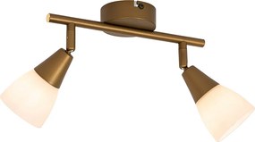 Klasyczny plafon złoty z matowym szkłem 2-punktowy - Madi